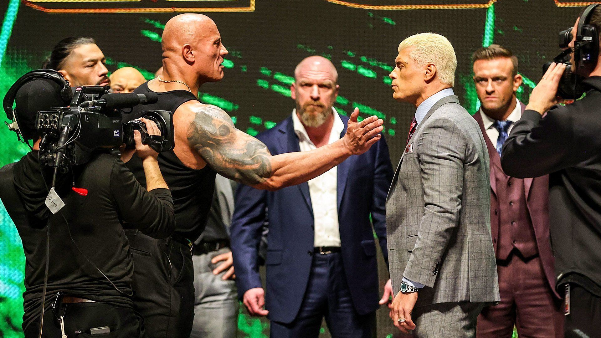 The Bloodline, The Rock, Triple H and others at the WWE WrestleMania 40 Kickoff event