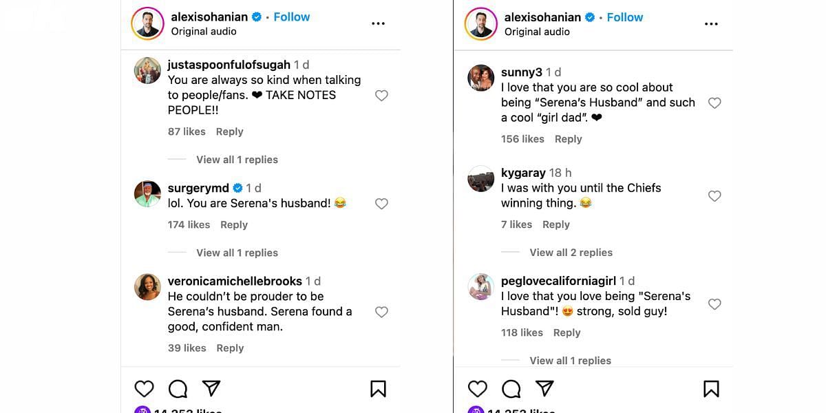 Comments on Alexis Ohanian's Instagram post
