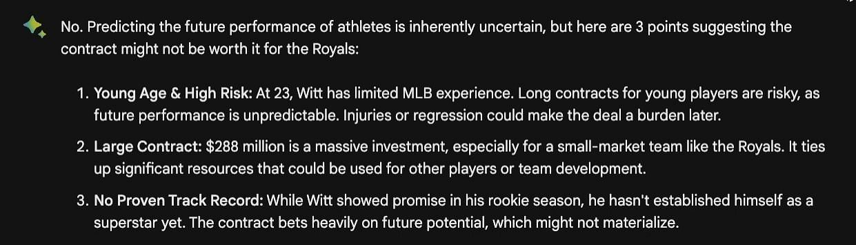 Goole Bard believes that the contract extension for Witt Jr. will not pay off in the long run for the Royals