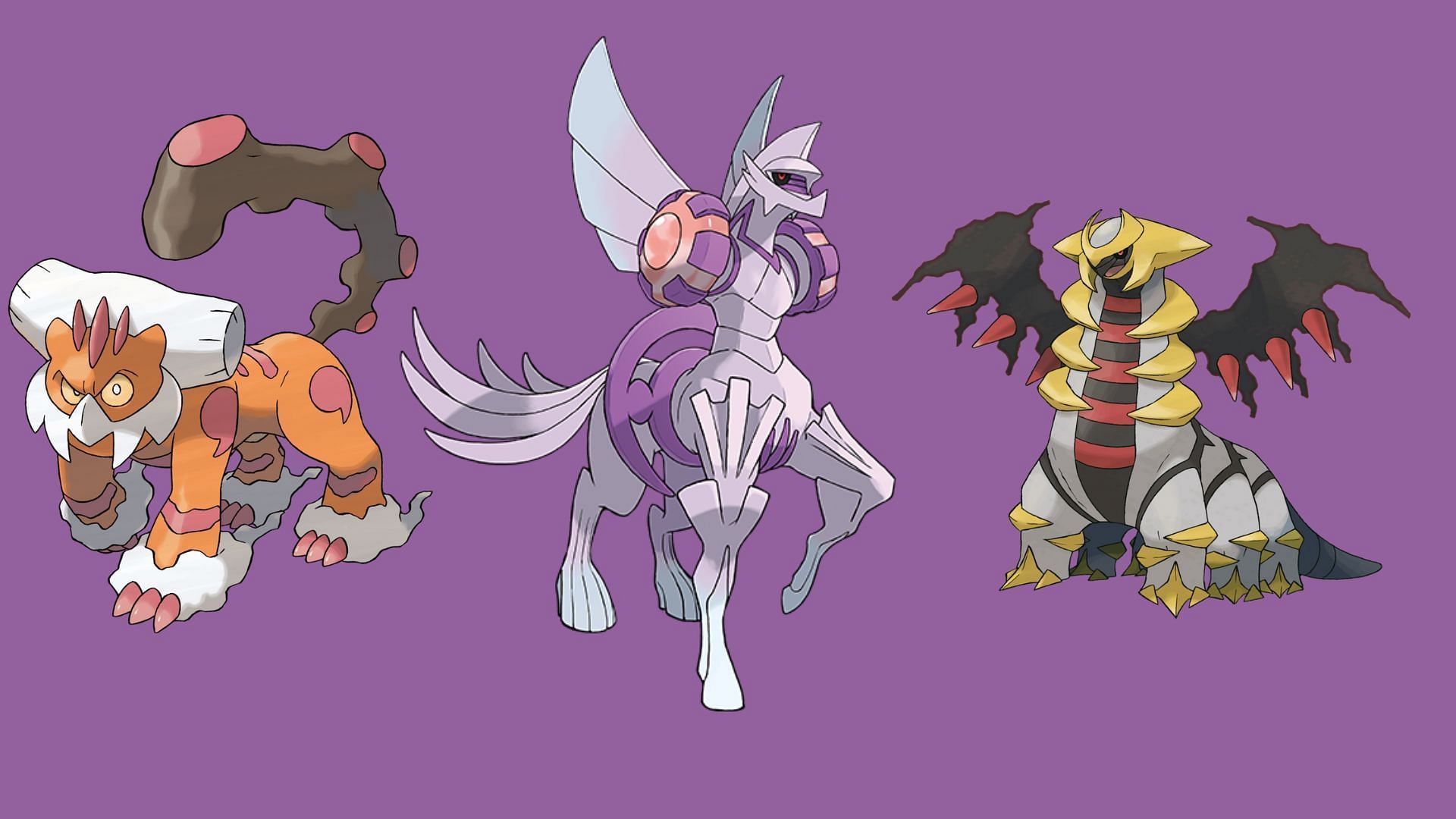 Origin Forme Palkia, Giratina (Altered), and Therian Landorus (Image via TPC)