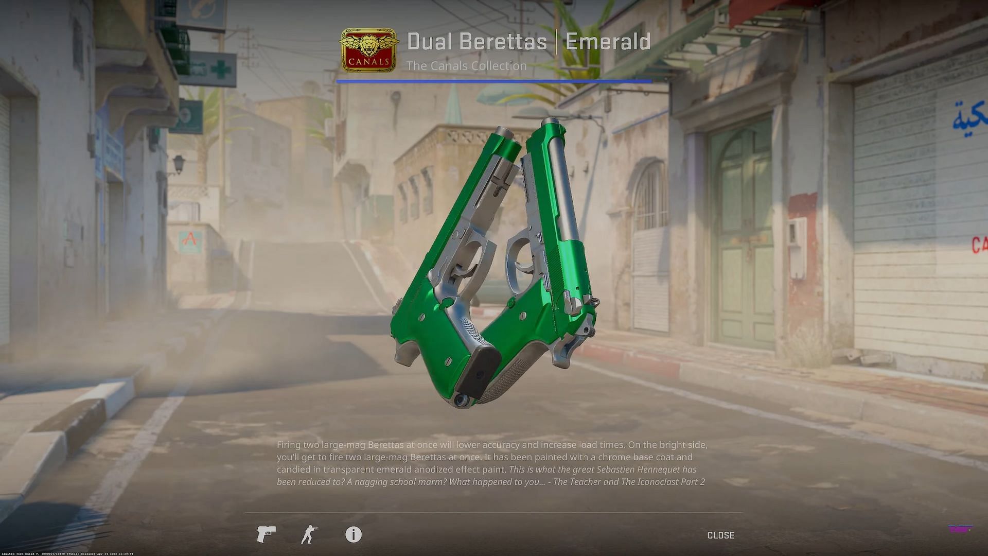 Dual Berettas Emerald (Image via Valve || YouTube/covernant)