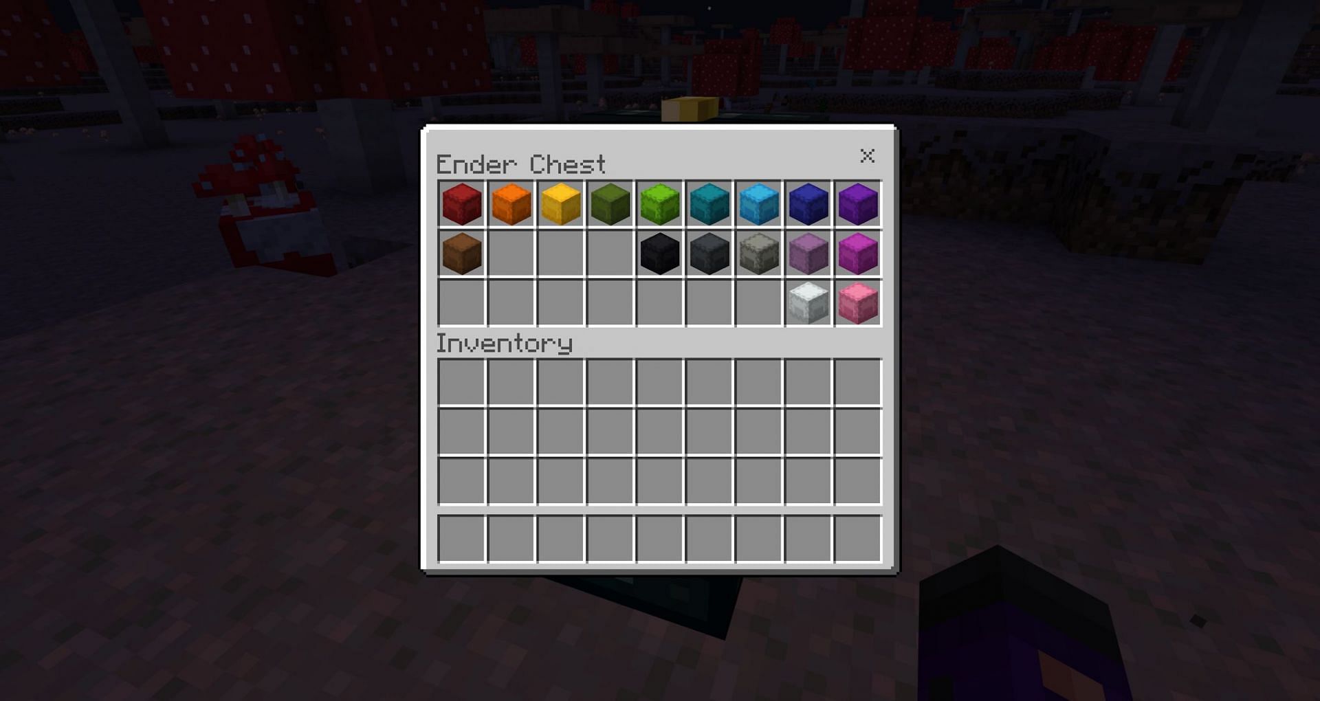 An ender chest filled with shulker boxes (Image via Mojang Studios)