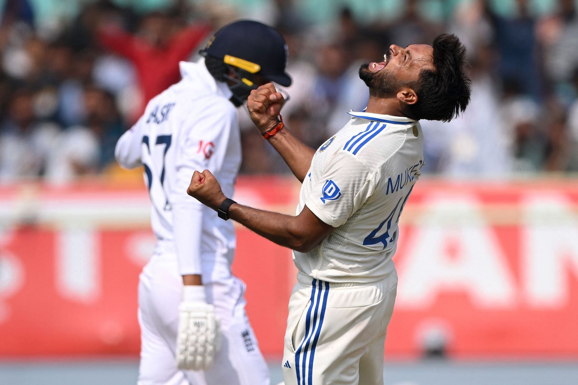 [Watch] Mukesh Kumar roars in delight after dismissing Shoaib Bashir on Day 4 of IND vs ENG 2nd Test