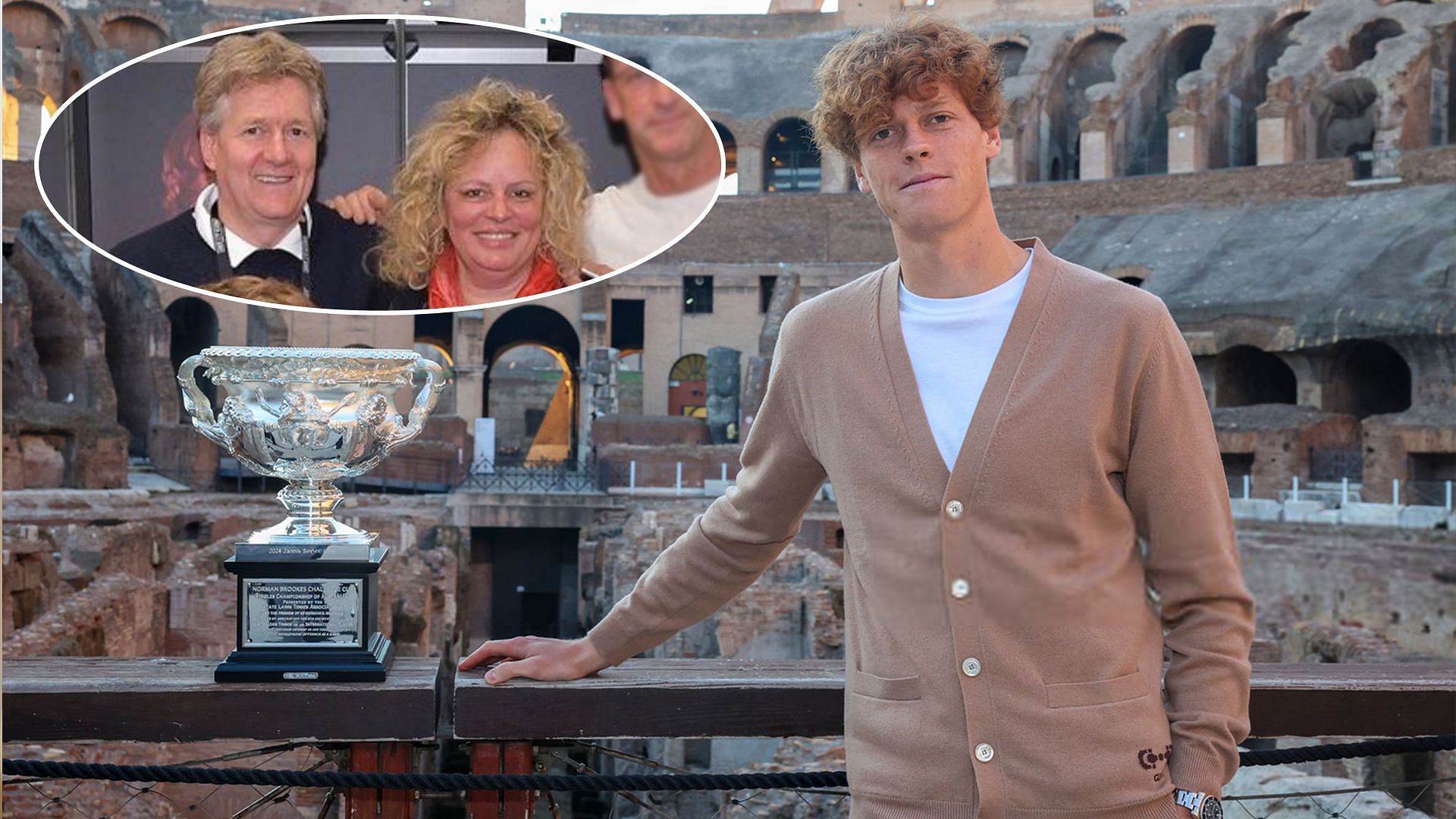 Jannik Sinner and Parents, Colosseum 