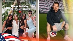 Kyle Kuzma's girlfriend Winnie Harlow strikes a pose with Lionel Messi's wife Antonela Roccuzzo for her 36th