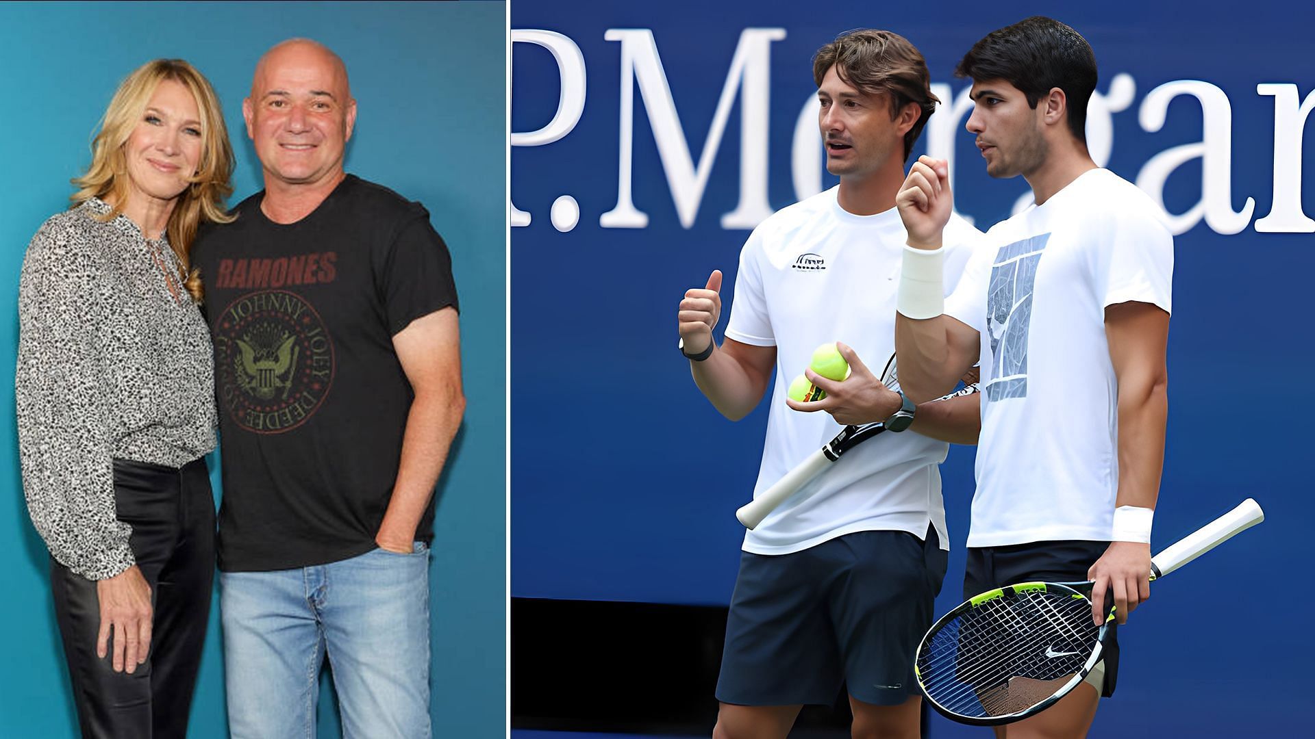 (From L-R) Steffi Graf, Andre Agassi, Juan Carlos Ferrero and Carlos Alcaraz.