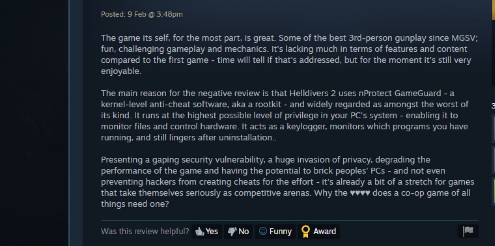 Anti-cheat and security concerns have upset a few fans (Image via Steam)
