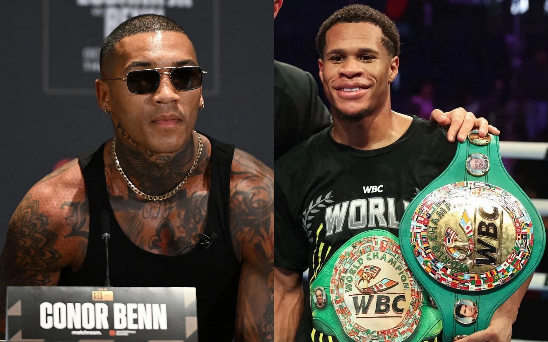 Conor Benn (left) sends a strong message to Devin Haney (right) after his &quot;disrespectful&quot; comments [Images Courtesy: @GettyImages]