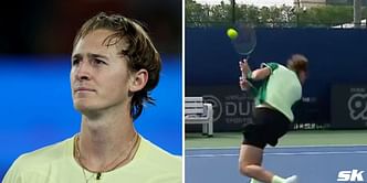 WATCH: Sebastian Korda gets hit on the body in Dubai 1R clash against Pavel Kotov