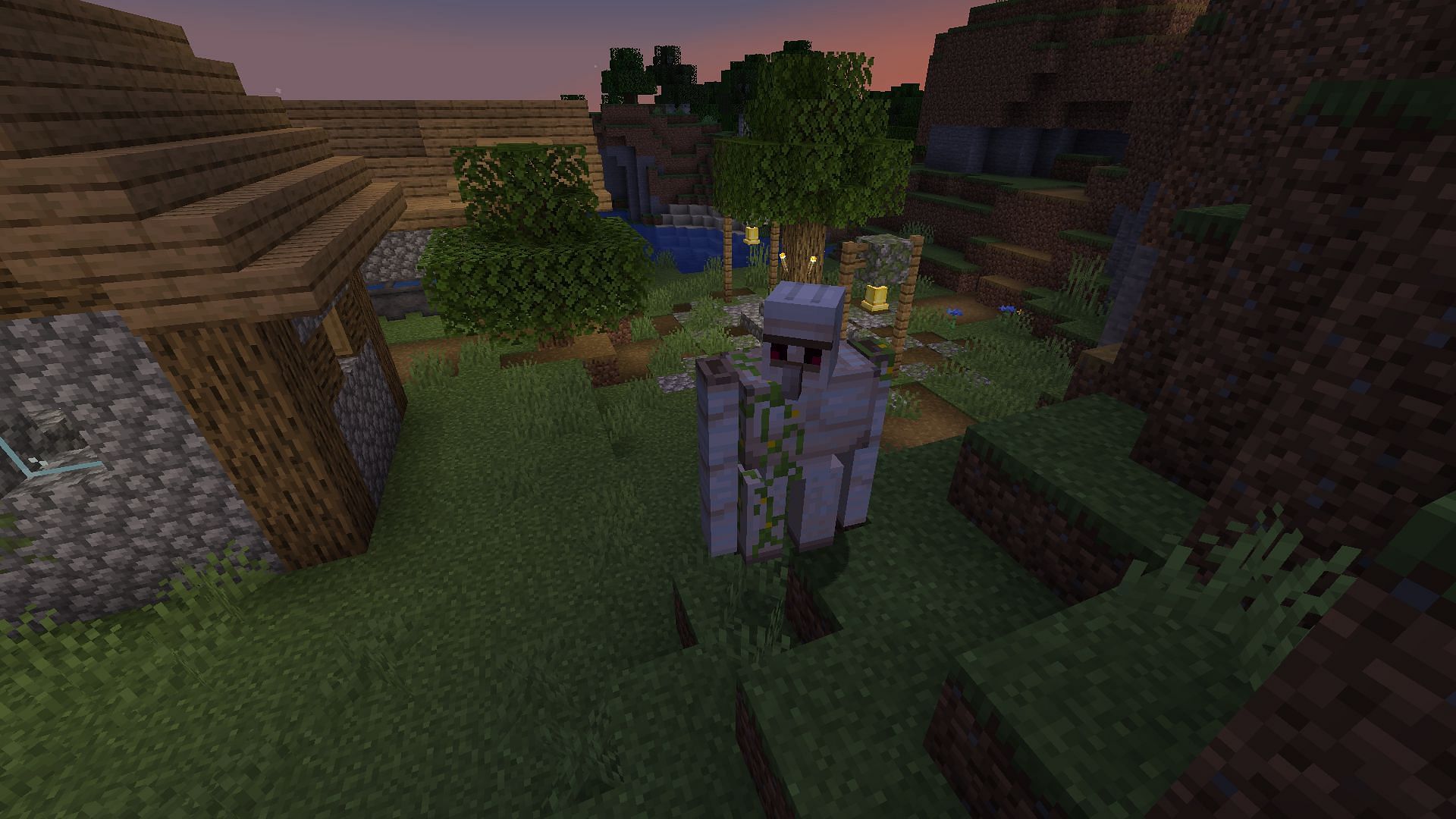 A villager-spawned iron golem protecting a village (Image via Mojang)