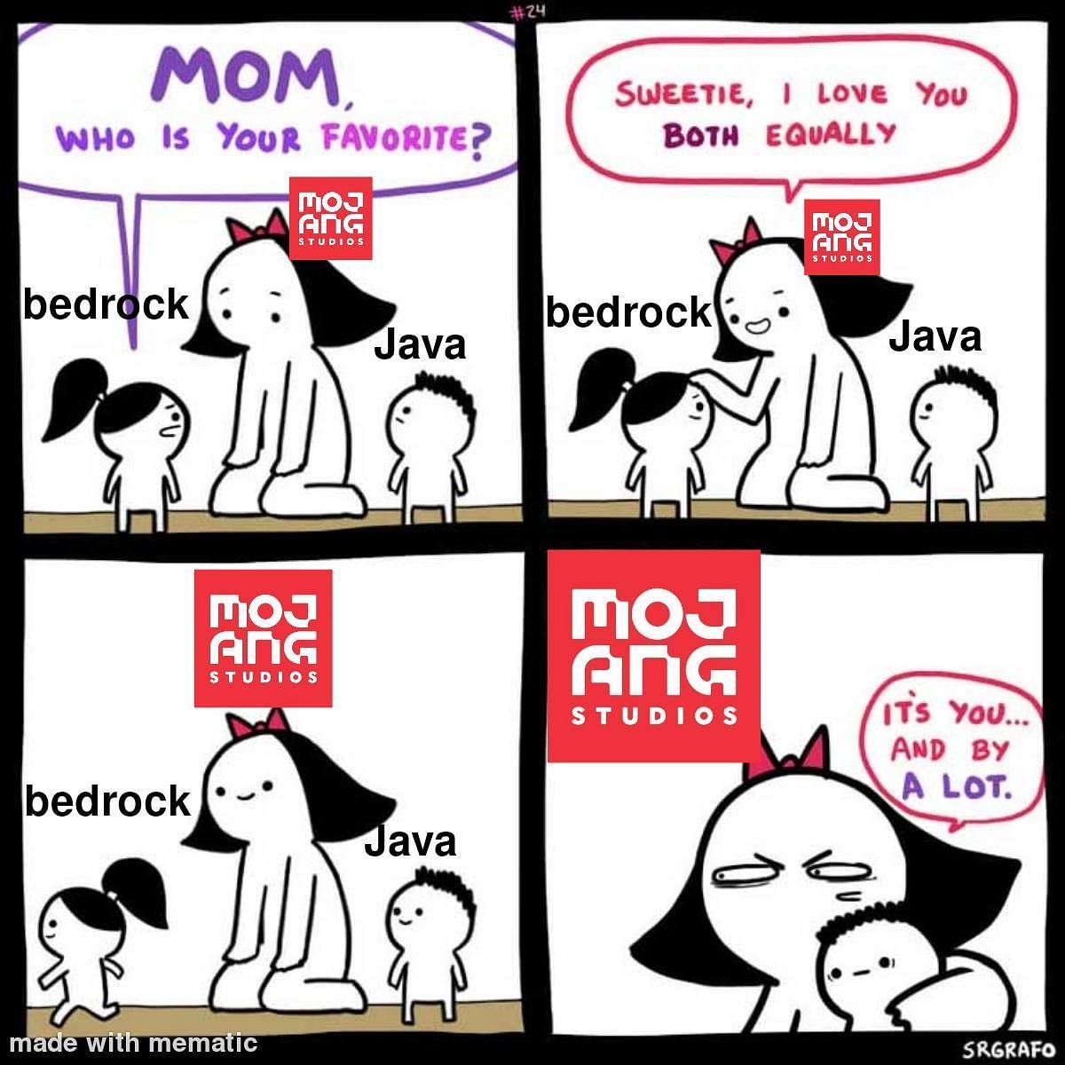 Mojang a peut-être un enfant préféré (Image via l'utilisateur Reddit u/mati9489_)