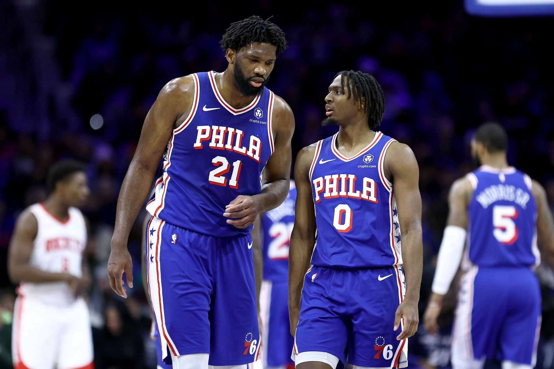 Philadelphia 76ers center Joel Embiid and guard - Tyrese Maxey