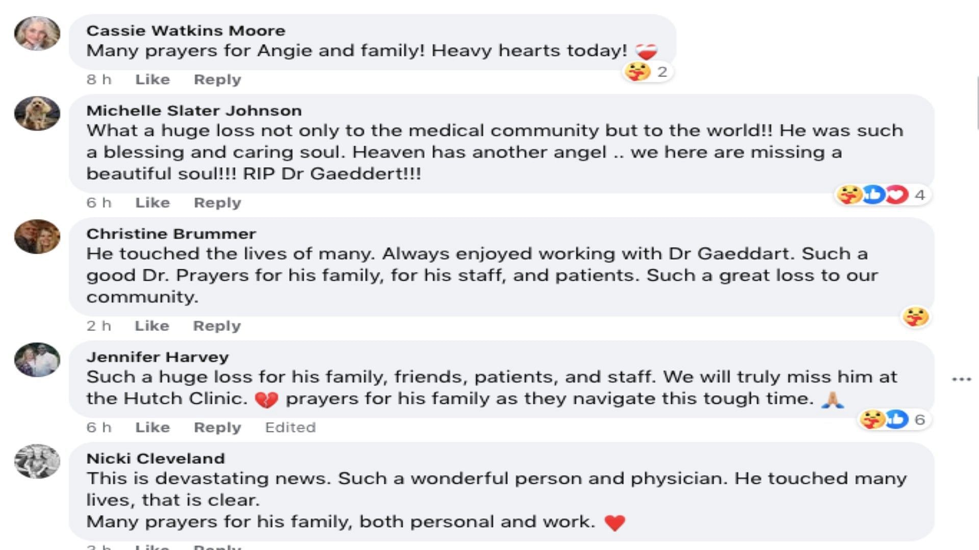 Tributes pour in for Gaeddert (Image via Hutchinson Clinic/Facebook)