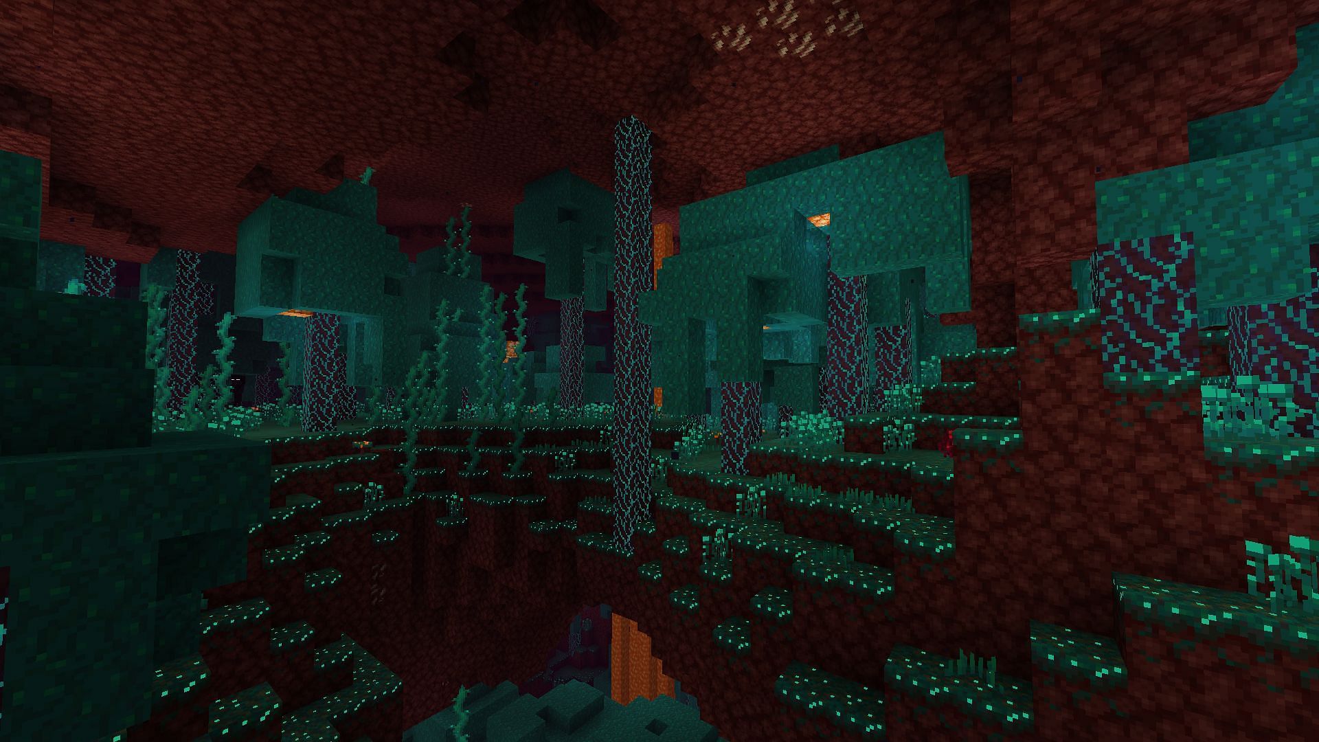 A glowing warped biome (Image via Mojang)