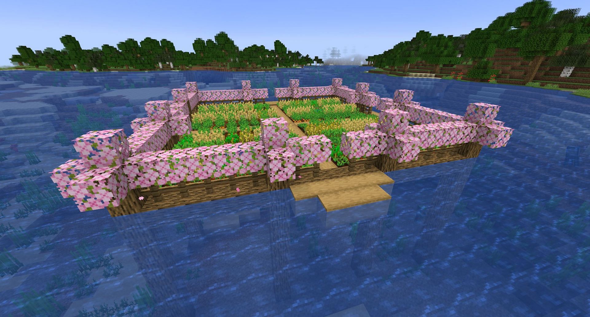 Un exemple de ferme de style barge (Image via Mojang)