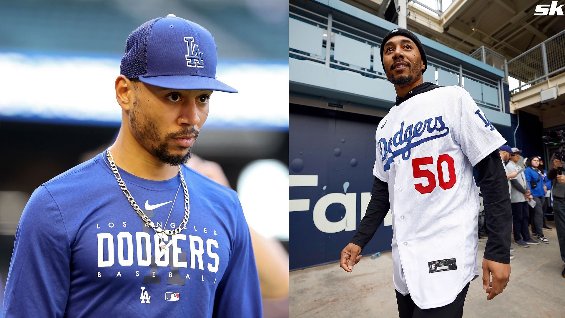 Mookie Betts of the Los Angeles Dodgers during DodgerFest at Dodger Stadium 