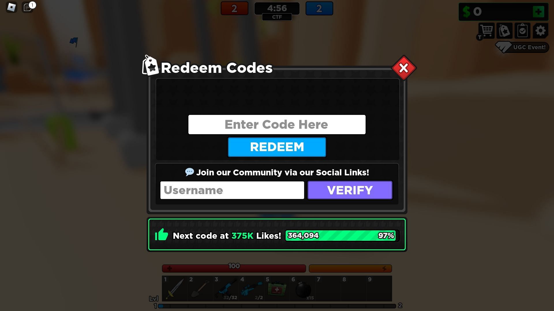 Active codes for Flag Wars (Image via Roblox)
