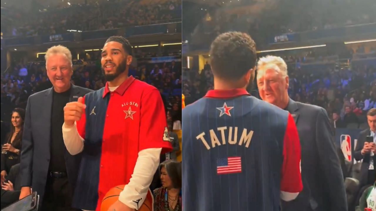 Basketball fans react to Jayson Tatum meeting Boston Celtics icon Larry Bird for the firsts time.