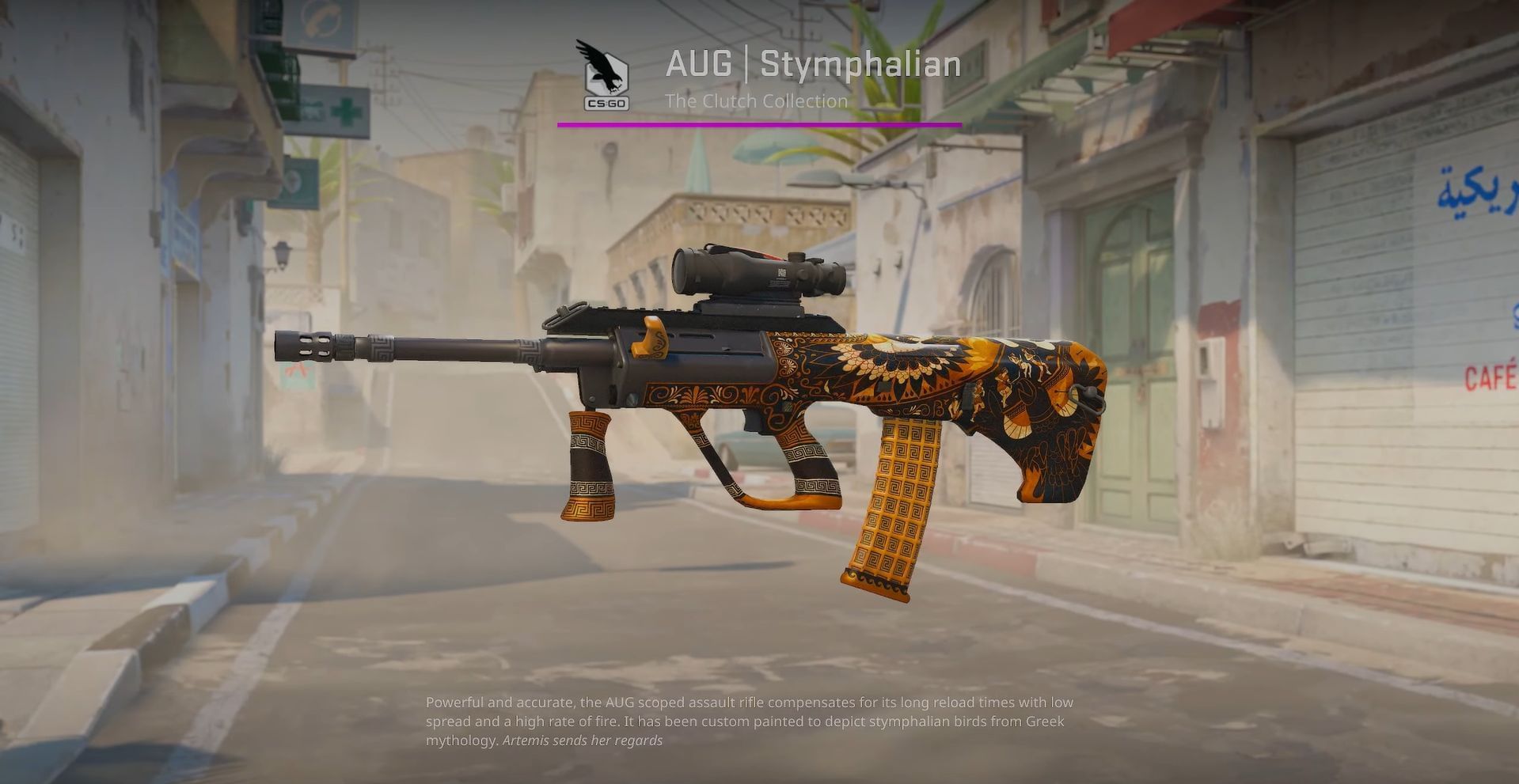 AUG Stymphalian (Image via Valve || YouTube/covernant)