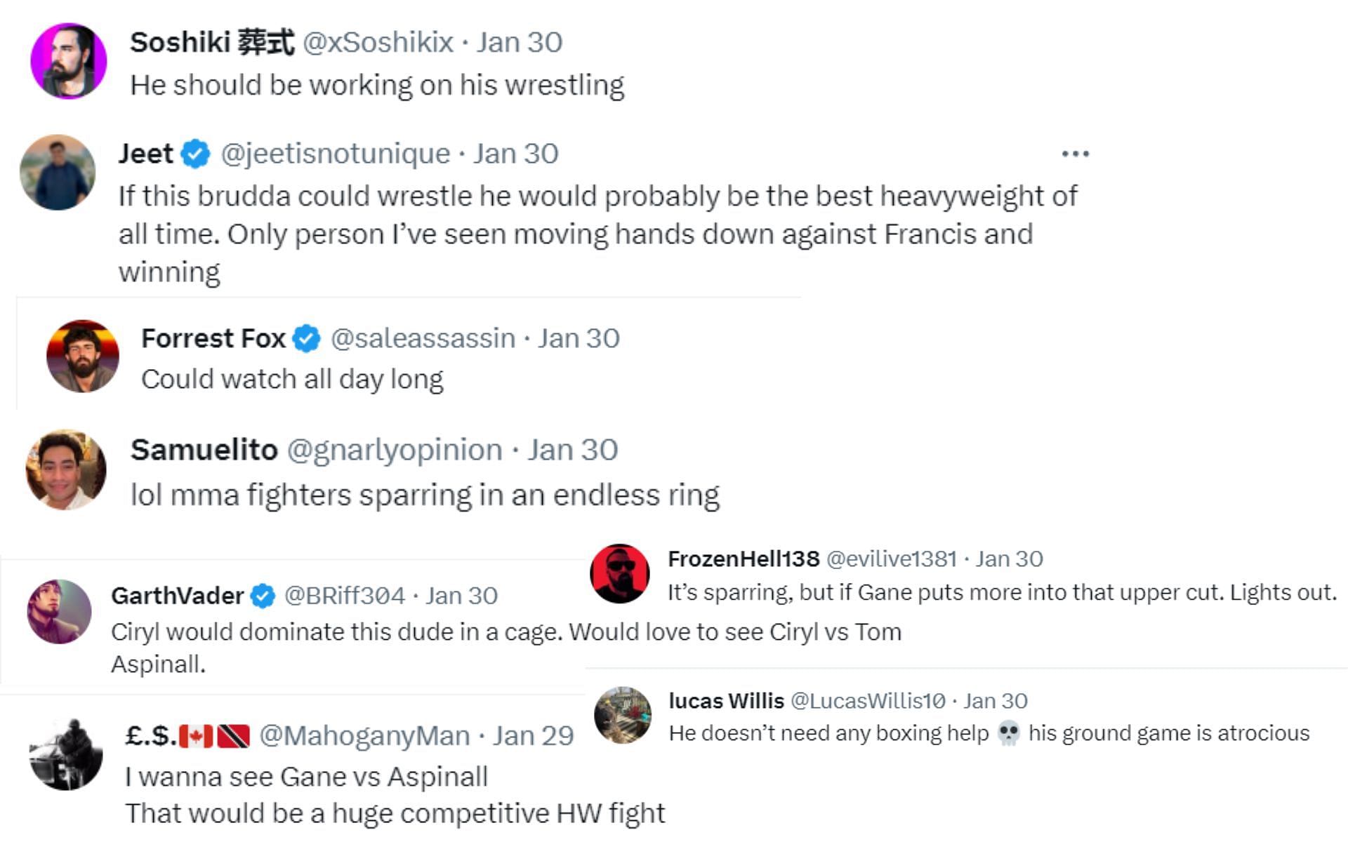 Screenshot of fan reactions to MMA Uncensored&#039;s post on X