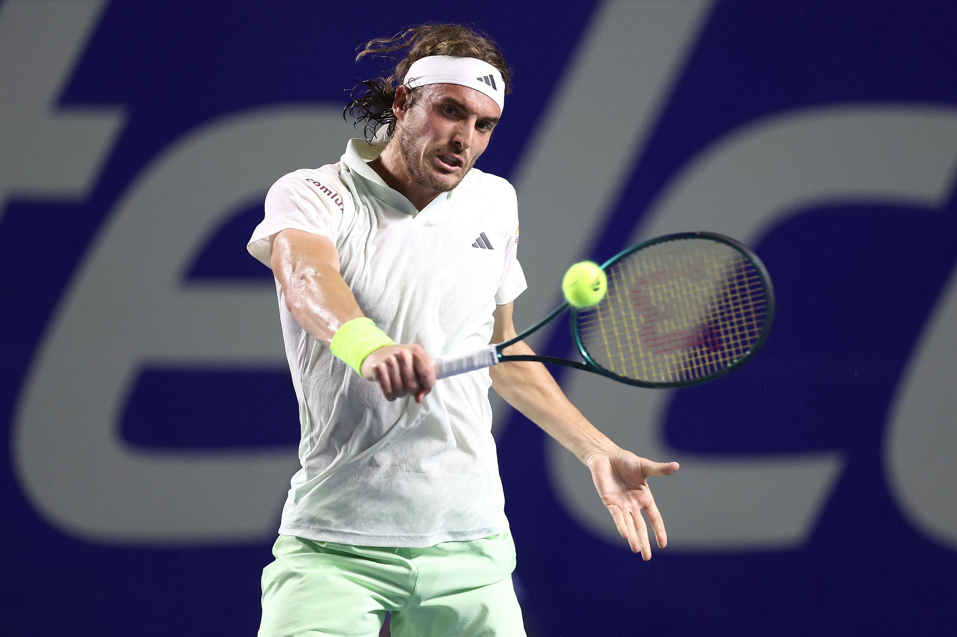 Stefanos Tsitsipas in action at the 2024 Mexican Open.
