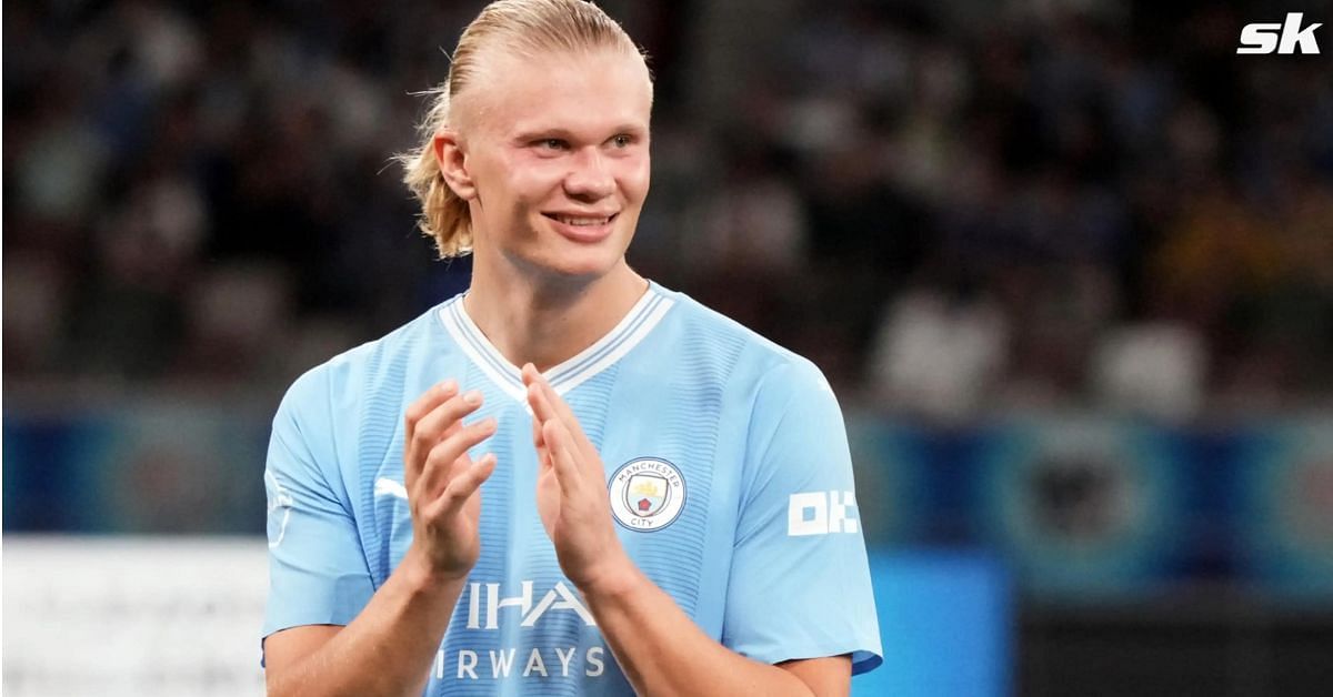 Erling Haaland reacts to Manchester City