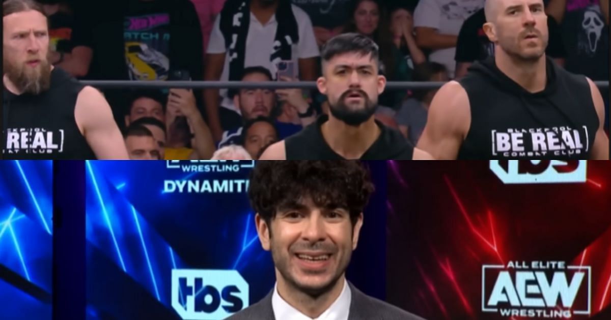 Blackpool Combat Club (Top) and Tony Khan (bottom) [Sreengrab from AEW YouTube]