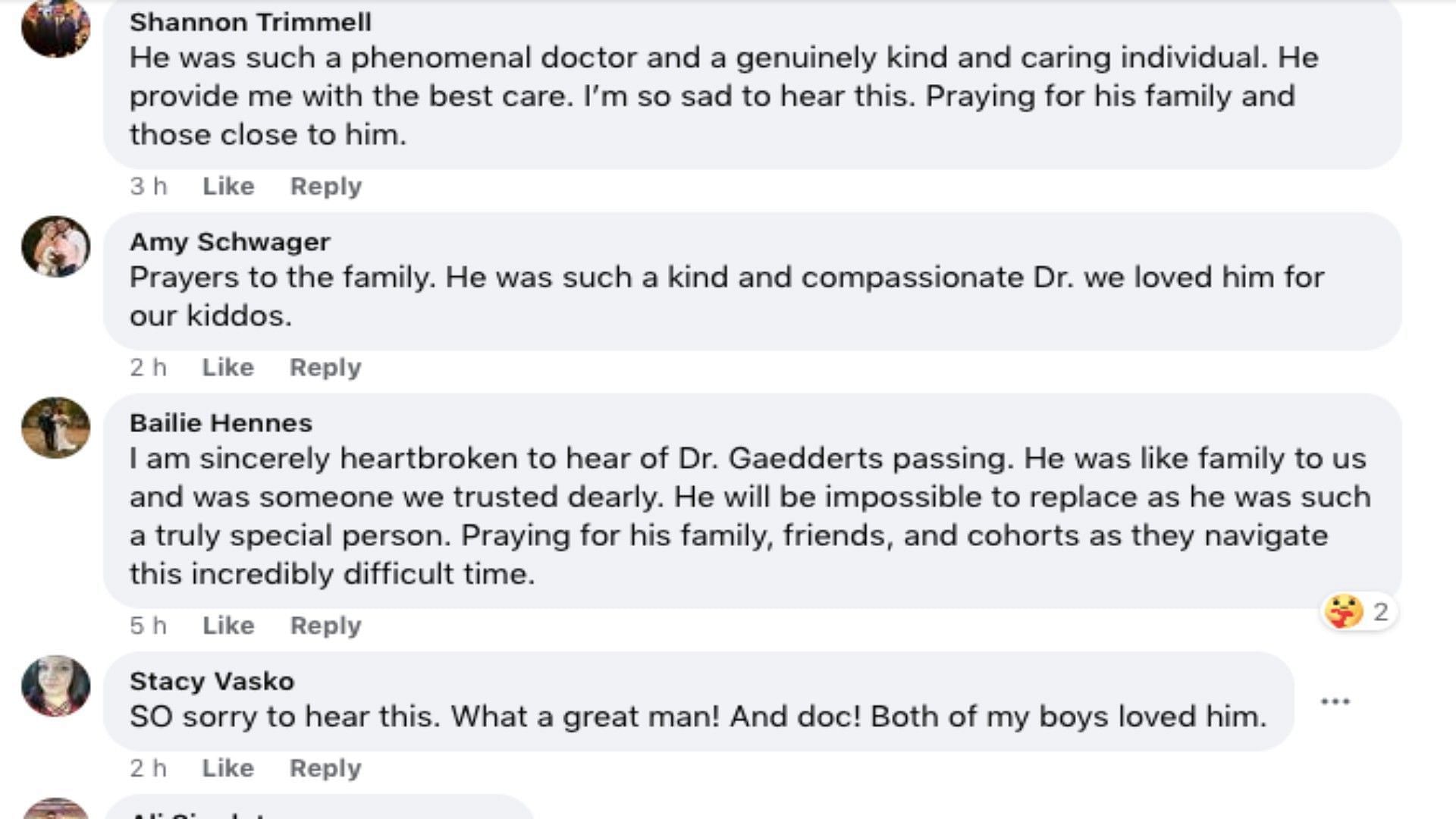 Tributes pour in for Gaeddert (Image via Hutchinson Clinic/Facebook)