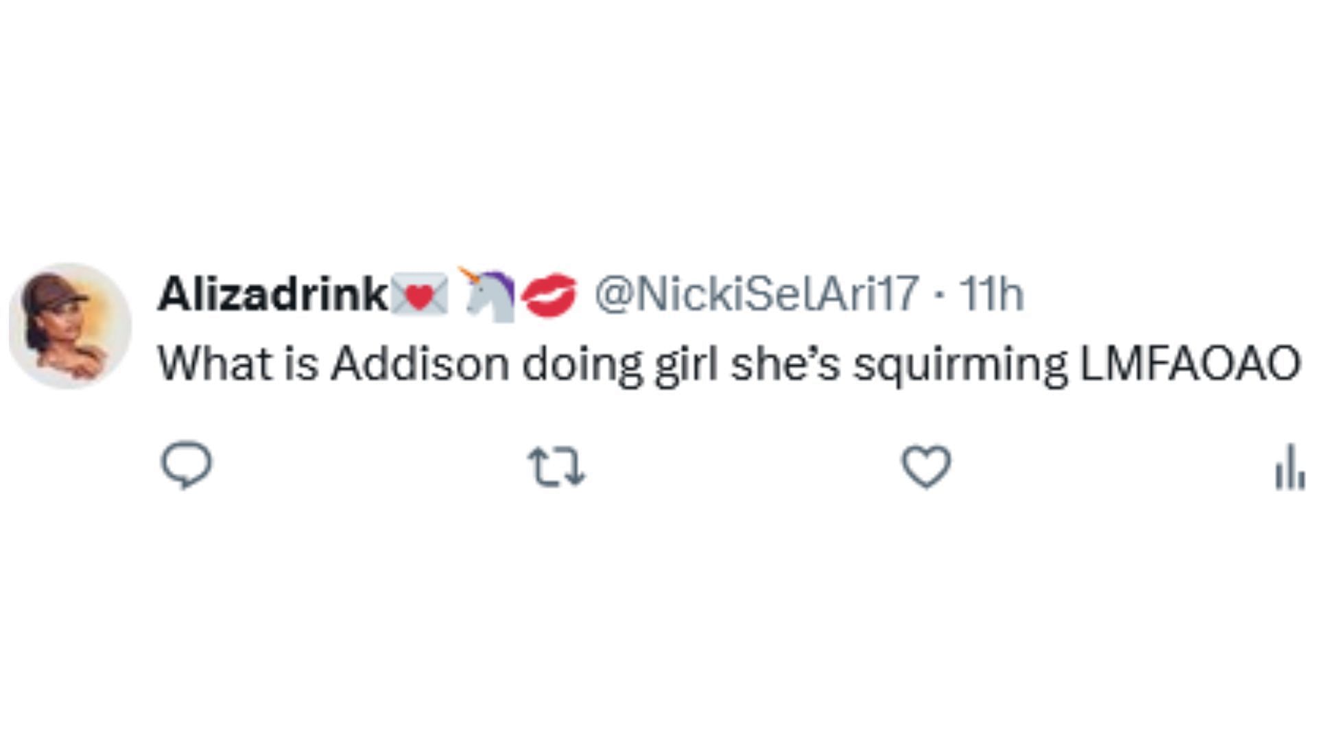 Netizens react as Addison&#039;s dancing video at the Boiler Room went viral (Image via X / @NickiSelAri17)