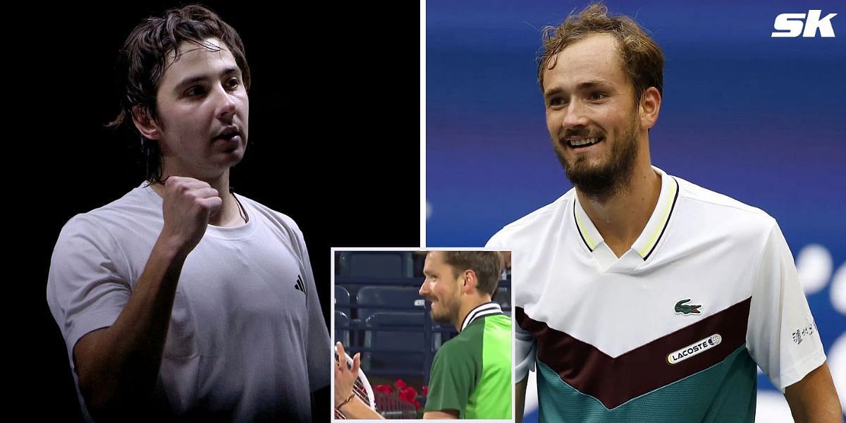 Daniil Medvedev applauds Alexander Shevchenko during match