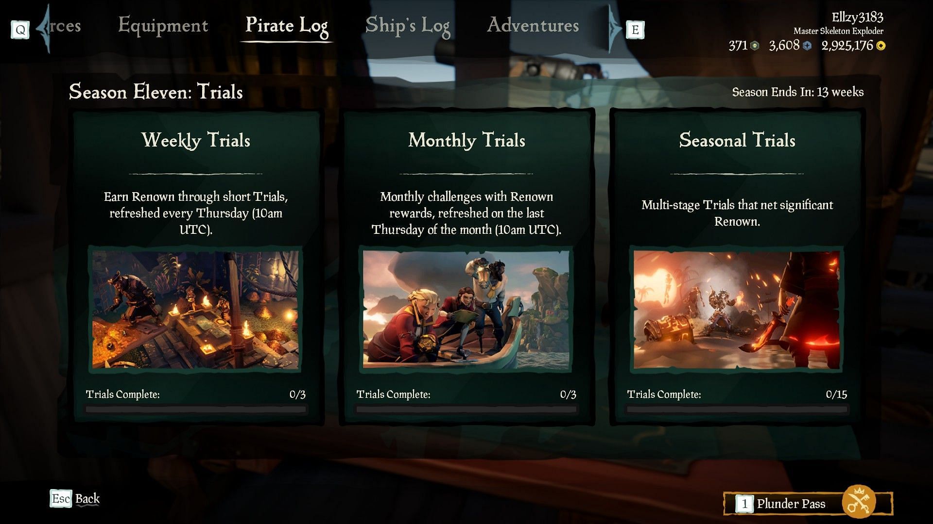 Daily and weekly trials can be accessed from the menu. (Image via Rare)