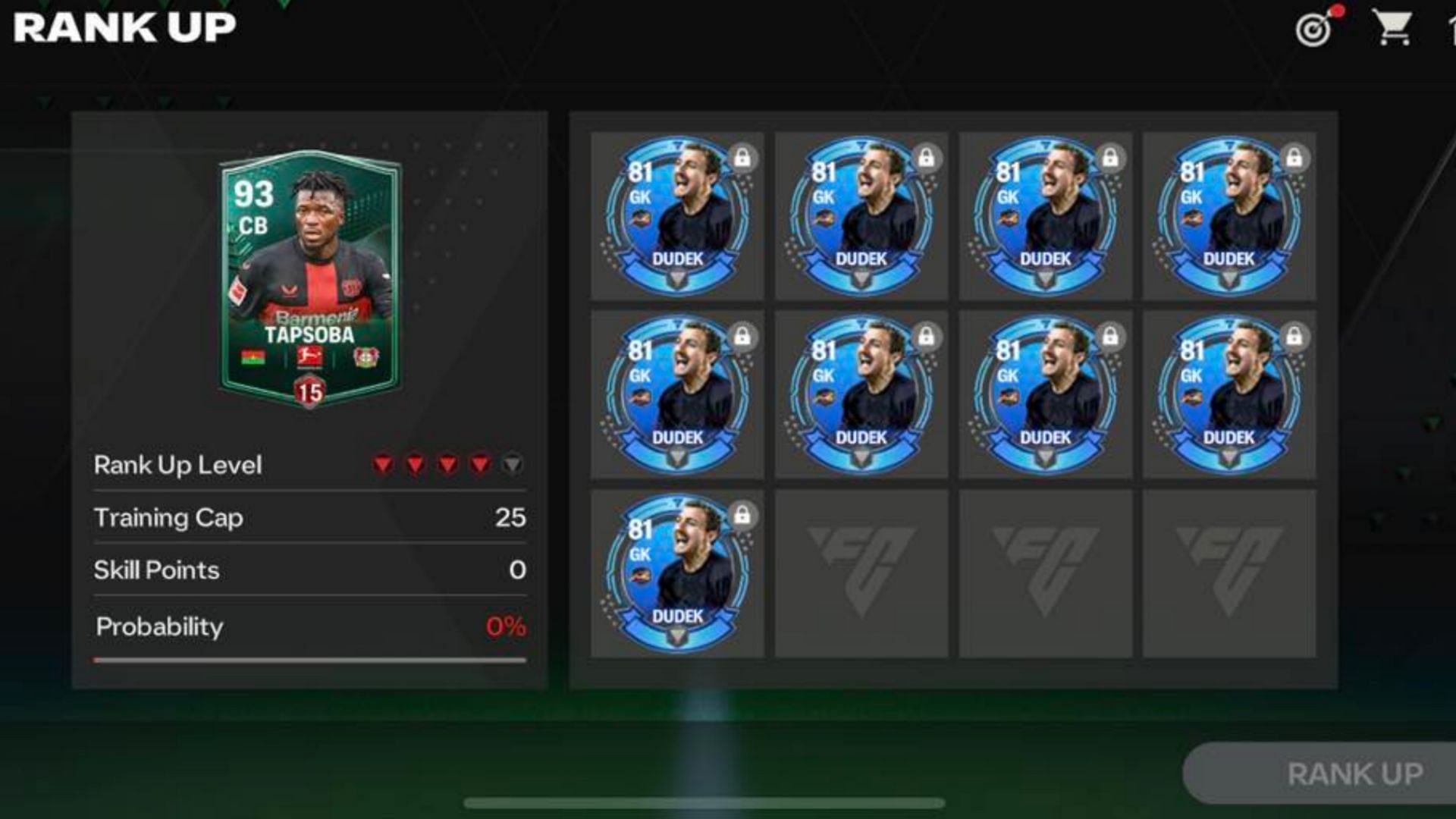 Ranking up a player in FC Mobile (Image via EA Sports)