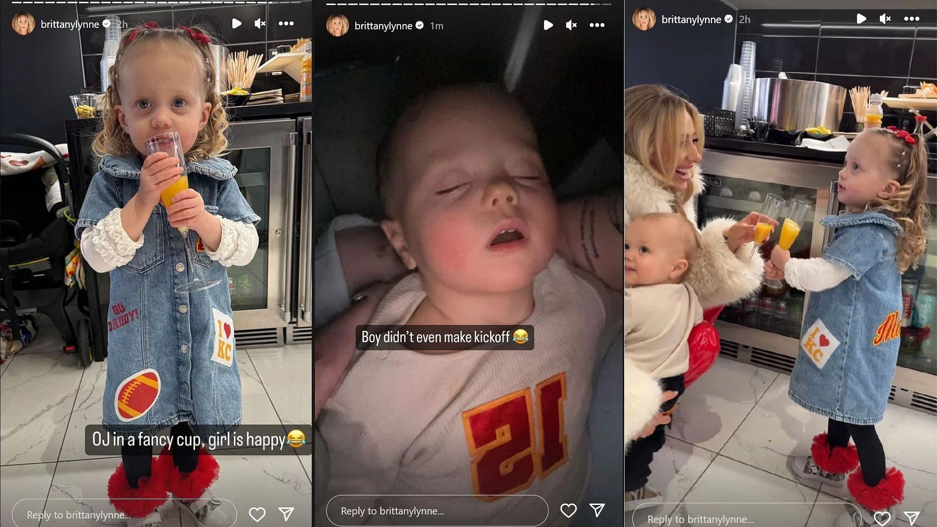 Patrick Mahomes&#039; son Bronze dozes off ahead of the kickoff (Credit: @brittanylynne IG)