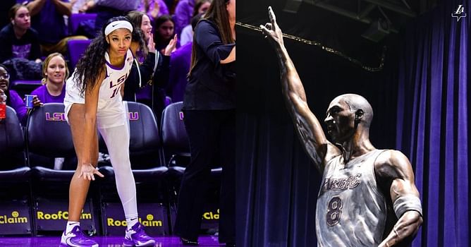 LSU star Angel Reese gives shoutout to immortalized Kobe Bryant after Lakers unveil 19-ft giant statue of 5X NBA champ