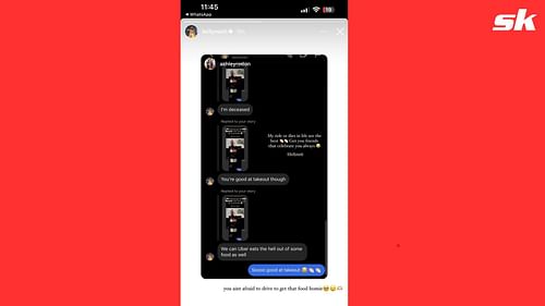 The conversation between Ashley Rodon and Kelly Nash on Instagram