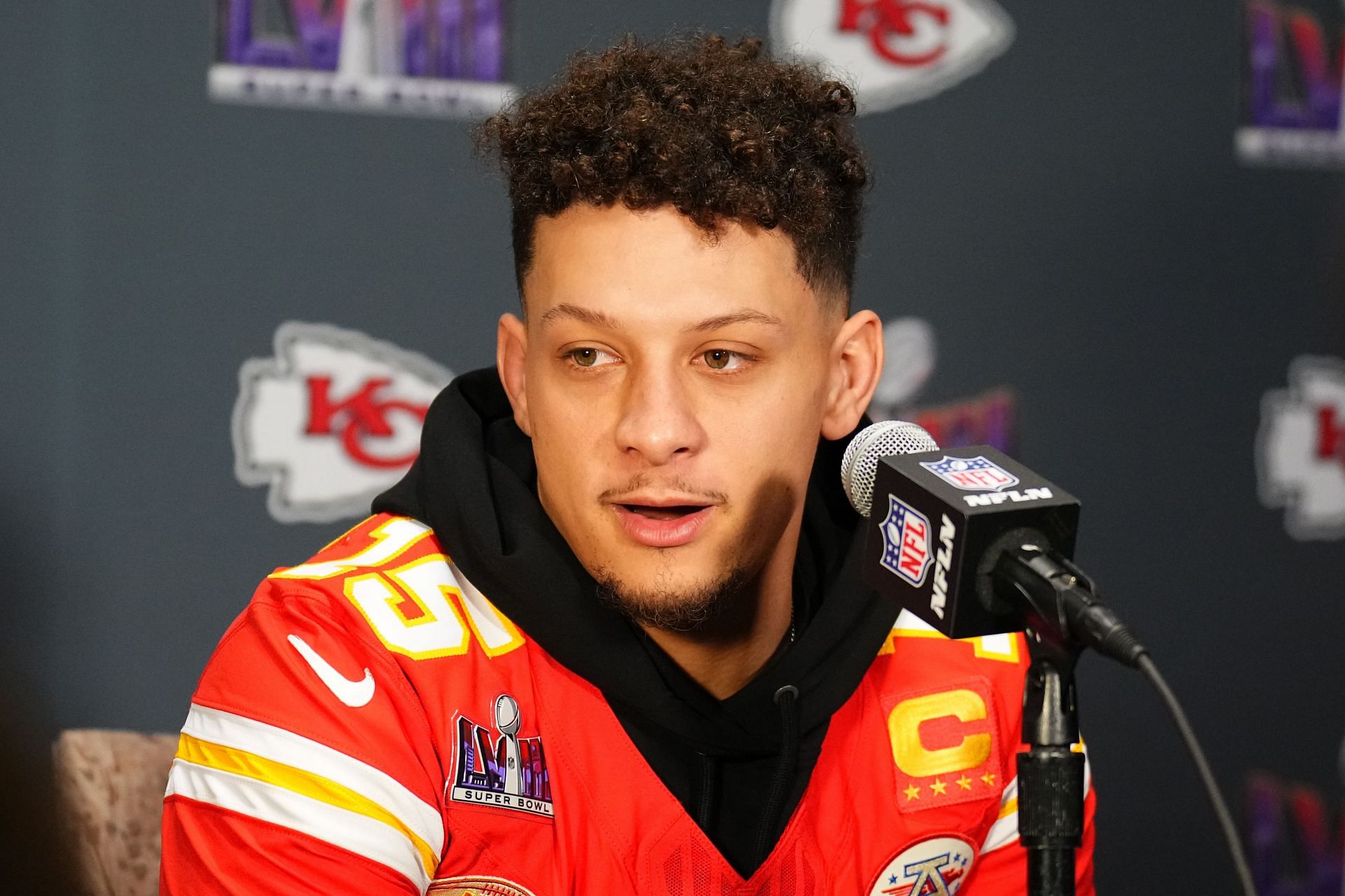 Patrick Mahomes Super Bowl LVIII - Kansas City Chiefs Media Availability