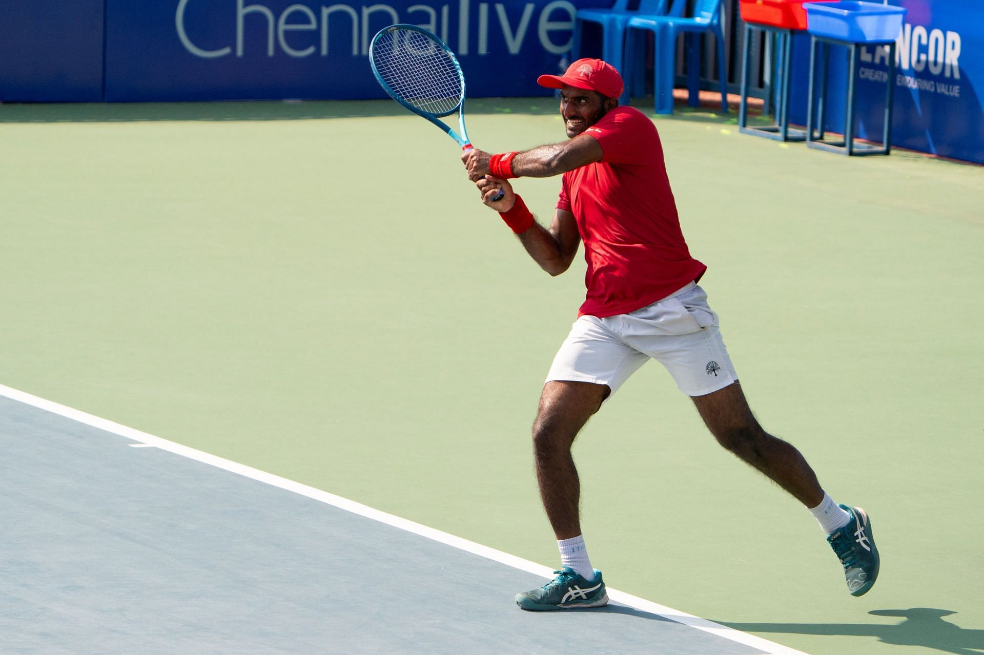 SD Prajwal Dev in action at Chennai Open 2024