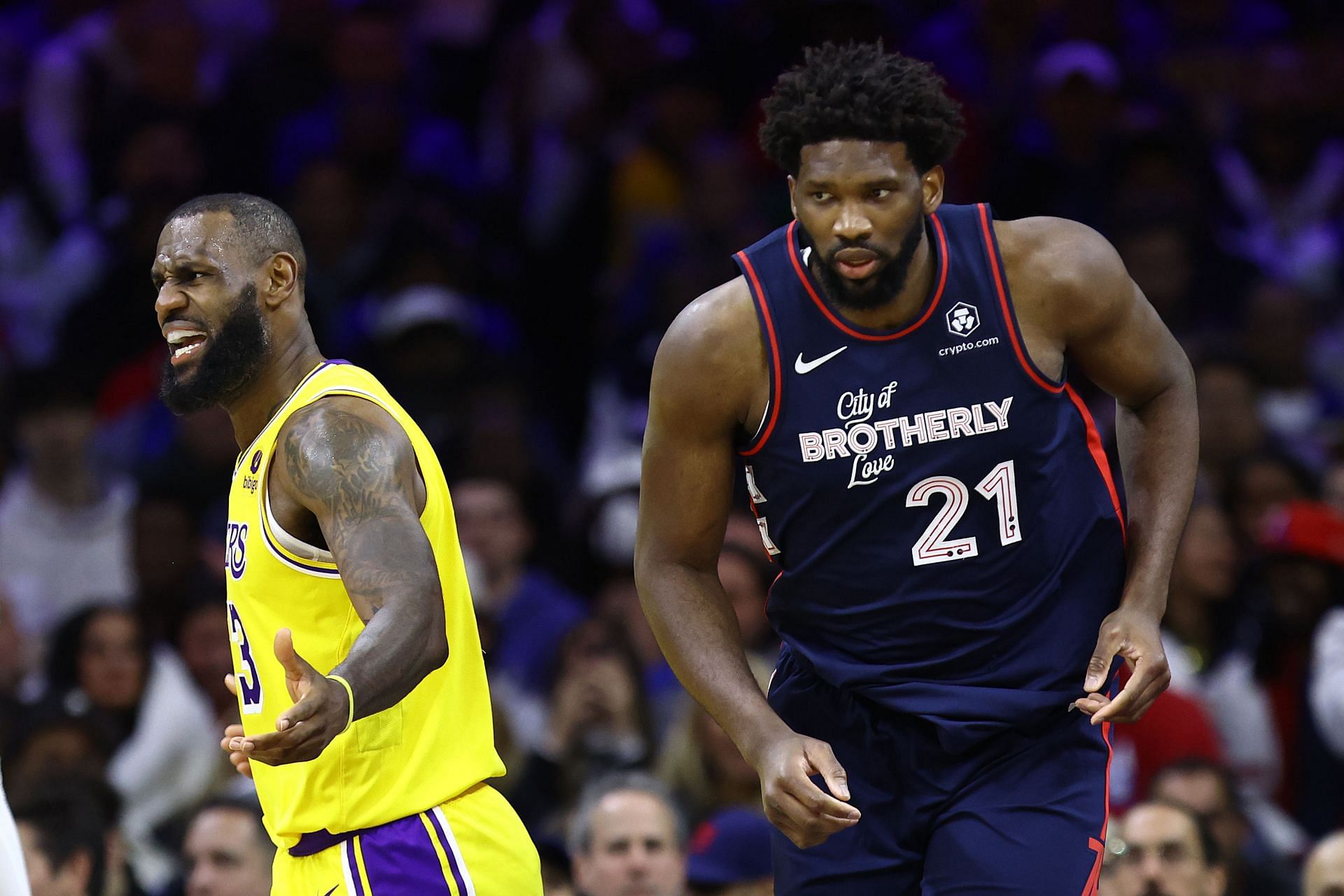 LeBron James defends Joel Embiid (right) from critics.