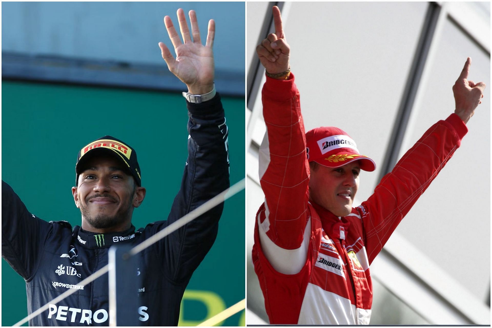 Lewis Hamilton (L) and Michael Schumacher (R) (Collage via Sportskeeda)