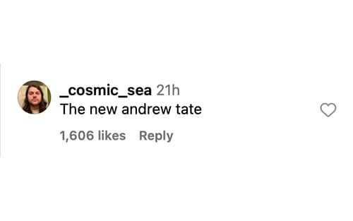 Fan calling Sean Strickland the 'new Andrew Tate' on social media [via @stricklandmma on Instagram]