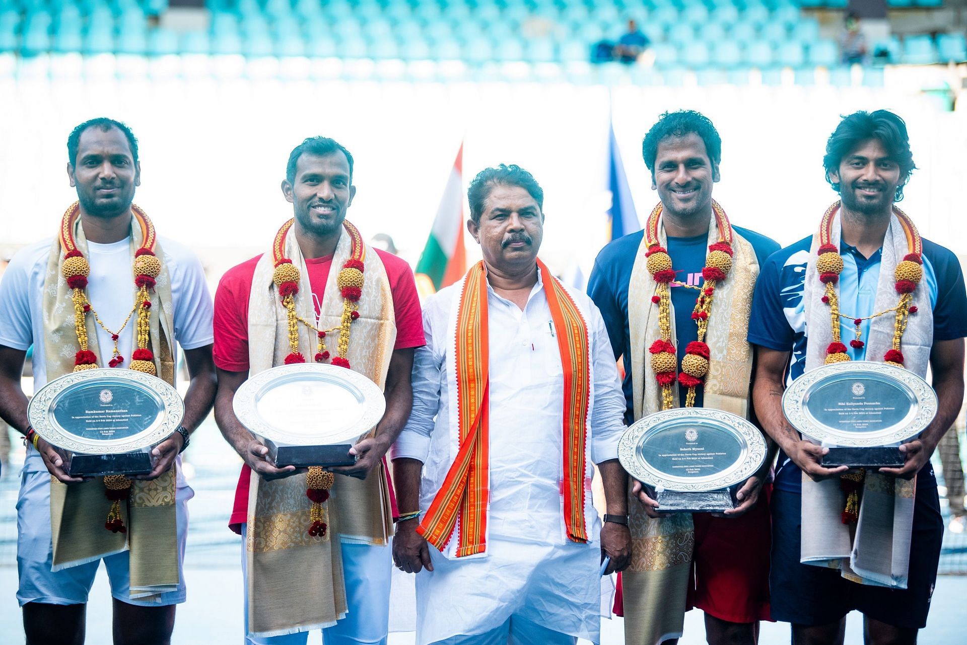 Davis Cup stars felicitated at the inauguration of DafaNews Bengaluru Open 2024