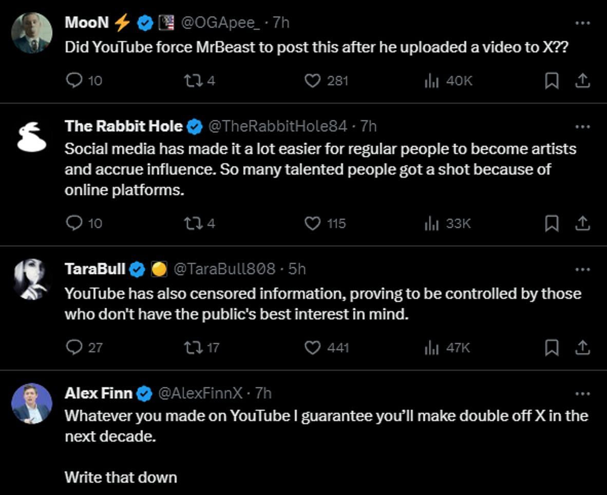 Fans react to the YouTuber&#039;s post (Image via X)