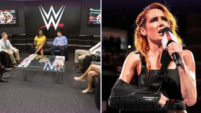WWE official needs a drink after Becky Lynch gets blindsided on RAW