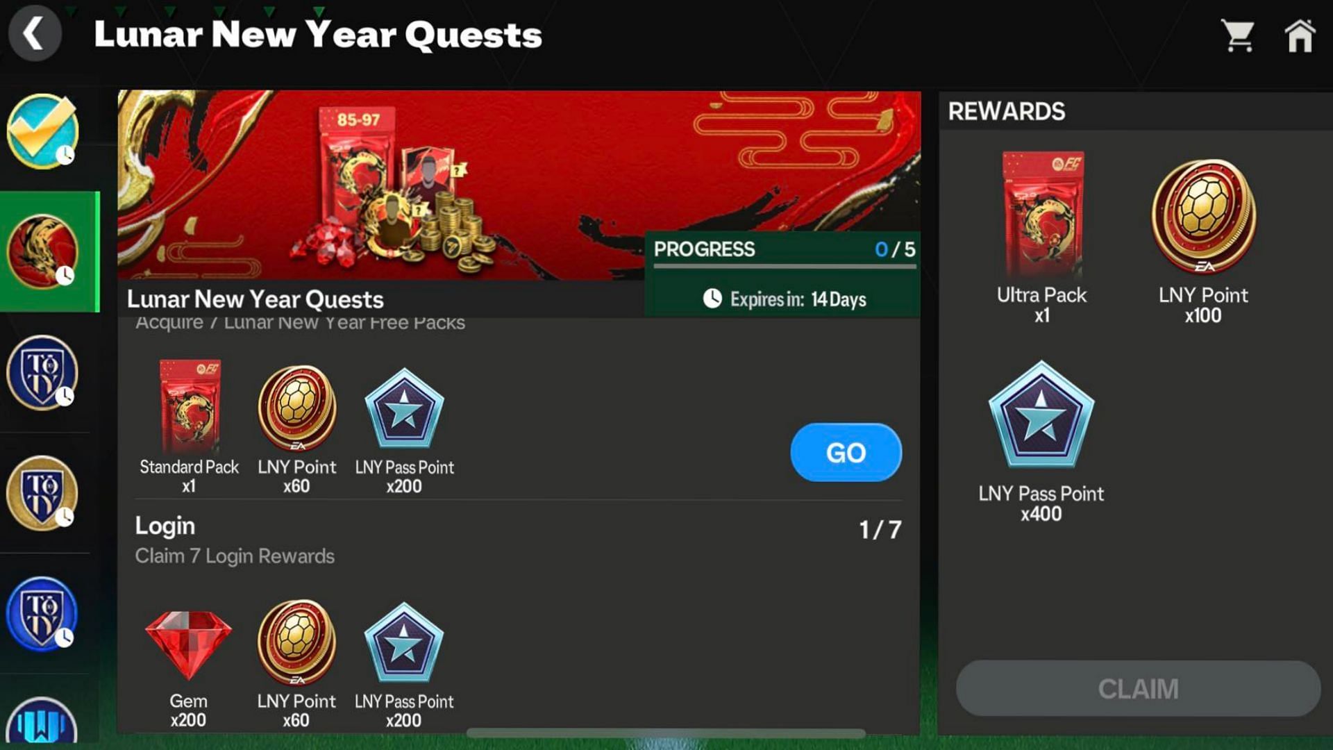 FC Mobile Lunar New Year Pass quests (Image via EA Sports)