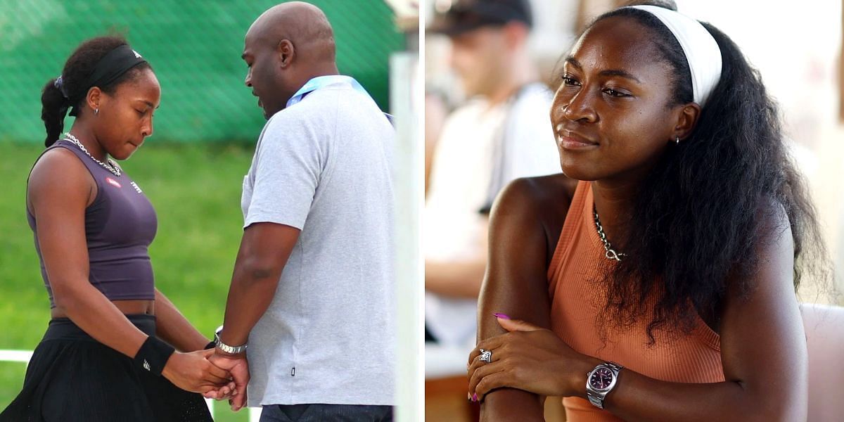 Coco Gauff with her father Corey (L)