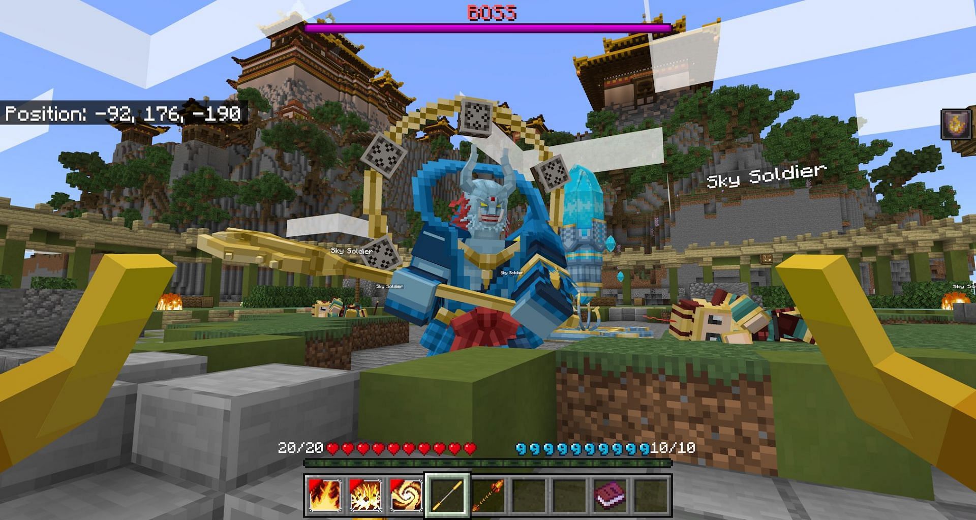 The first boss fight against the Lord of Hell (Image via Mojang)