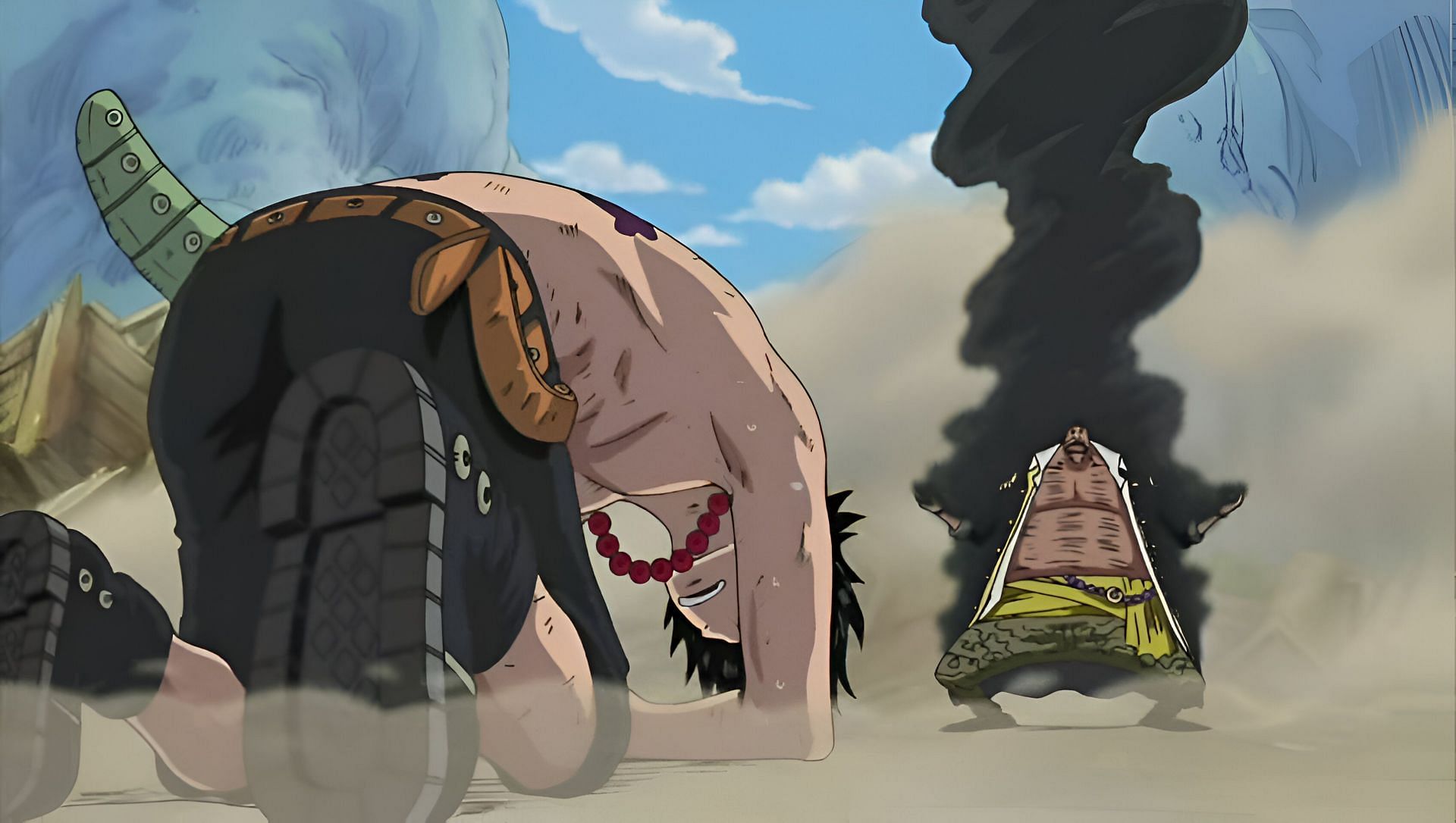 Ace losing against Blackbeard (Image via Toei Animation)