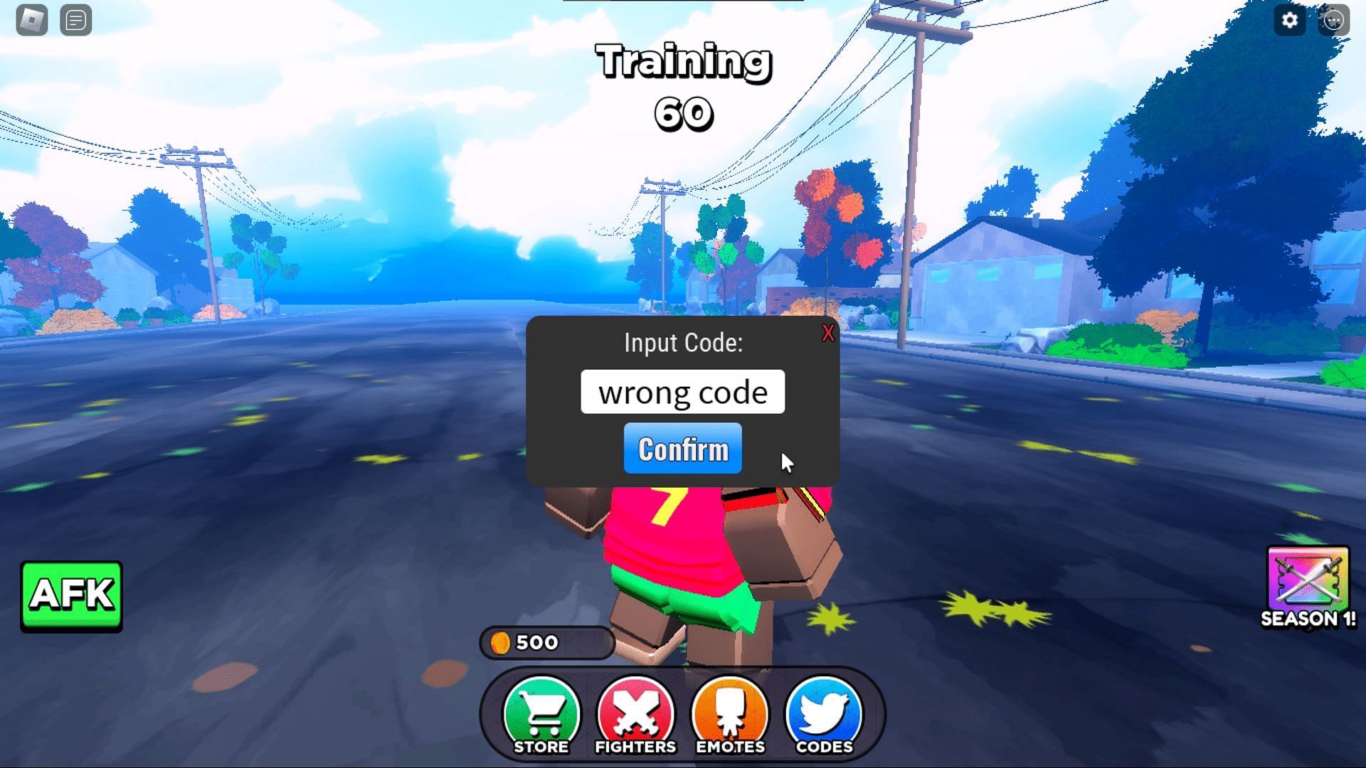 Wrong code in Goofy Arena (Image via Roblox)