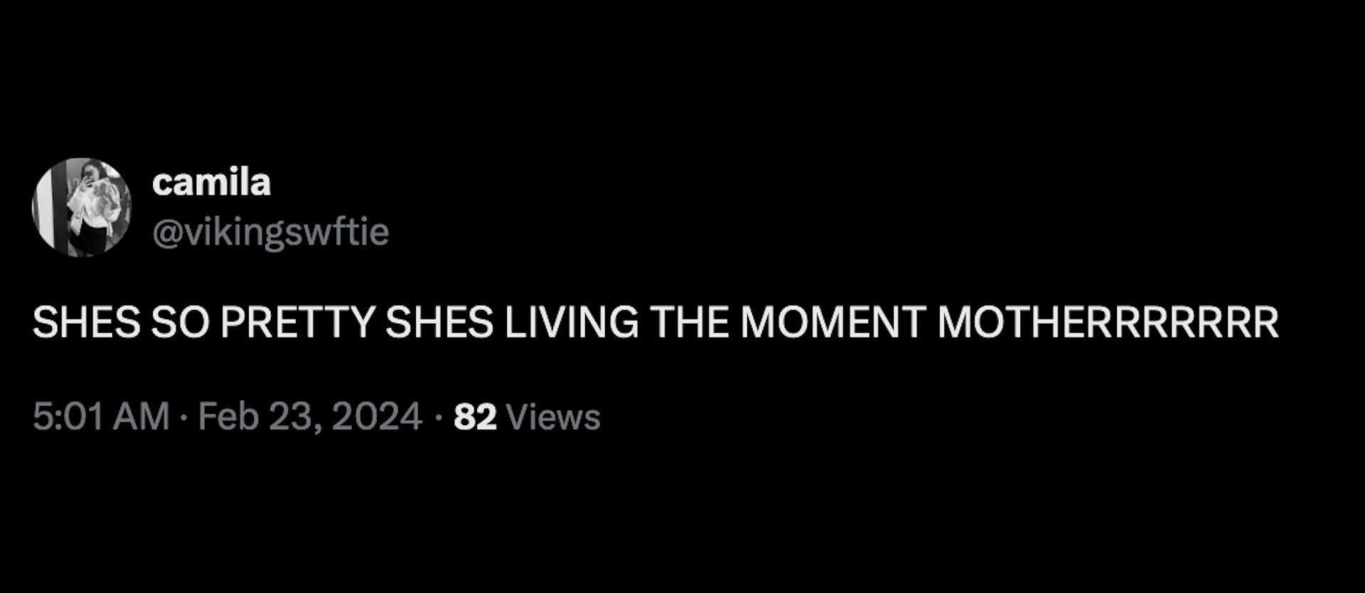 A fan reacts to the &#039;Love On&#039; music video on X (Image via X/@vikingswftie)