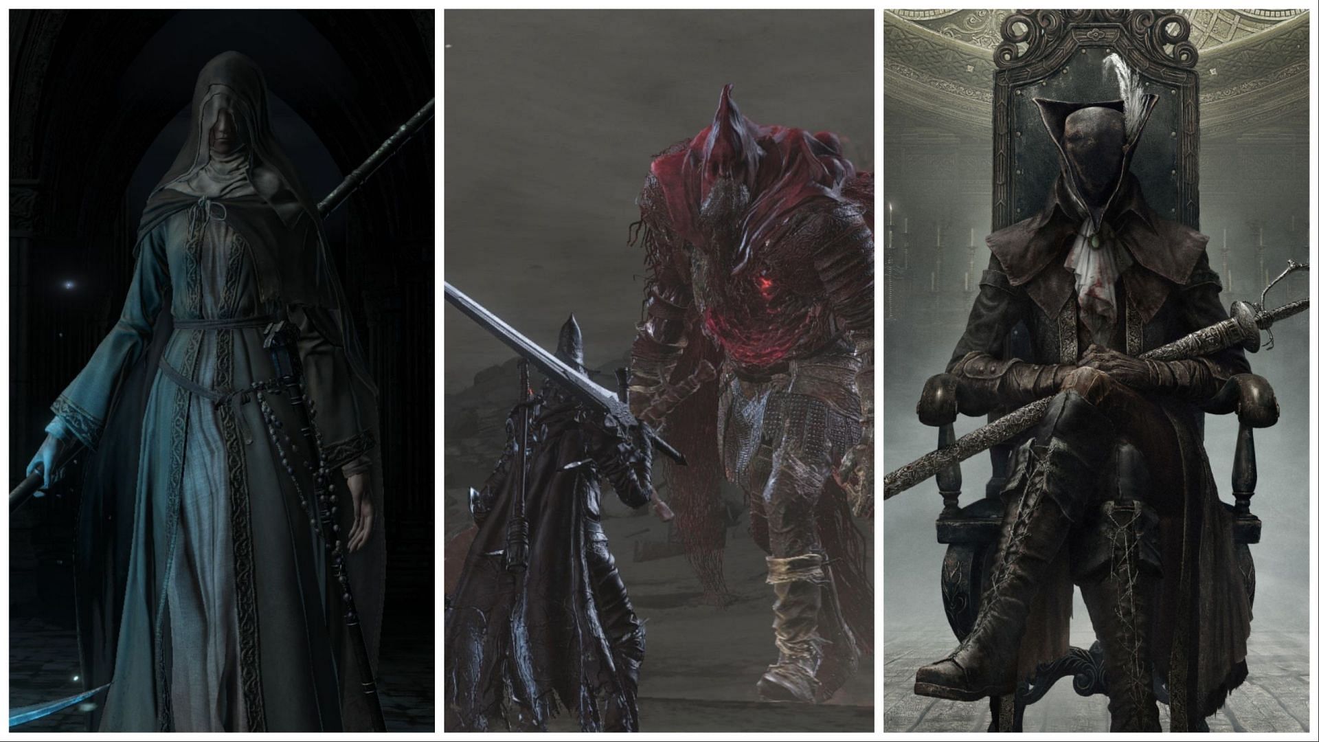 Sister Friede, Slaveknight Gael, and Lady Maria (image by FromSoftware)